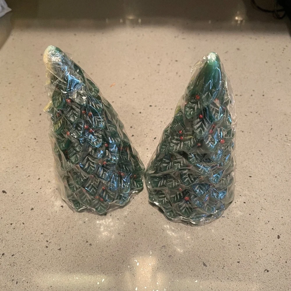 2 Crate & Barrel Christmas tree candles